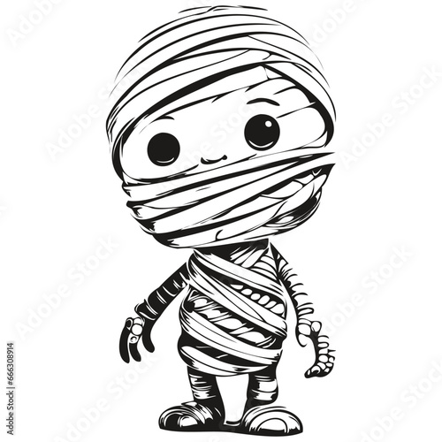 Mummy Portrait in Vector for Halloween-Themed Art