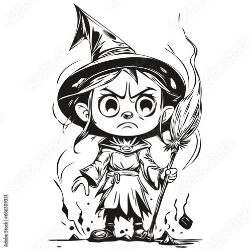 Scary Sorcery Phenomenon in Monochrome for Halloween Scene