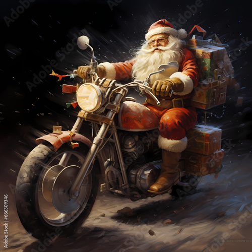 Santa Claus Using Big Moto