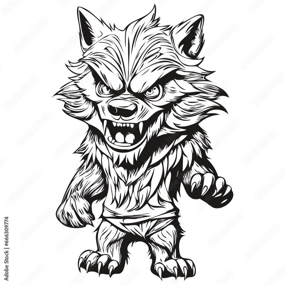 Transparent Image of a Werewolf isolated black silhouette