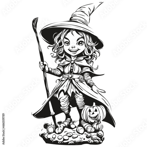 Transparent Image of a Witch Reflection in Monochrome