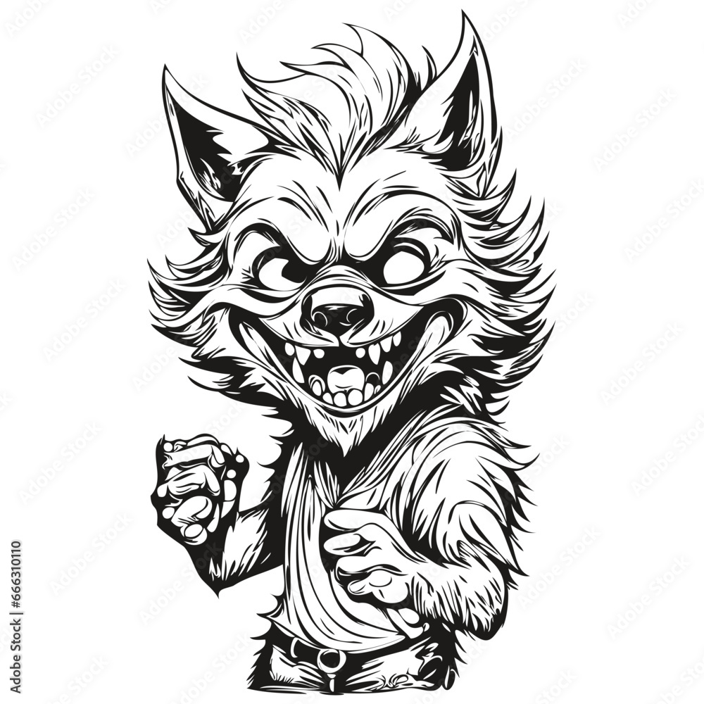 Fototapeta premium Vector Werewolf for Halloween isolated black silhouette