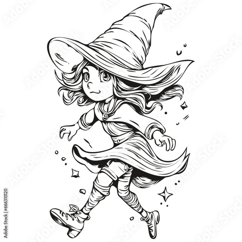Vector Witch Entity for Spooky Halloween Scene