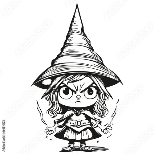 Vector Witch Entity in Hand-Drawn Style for Halloween