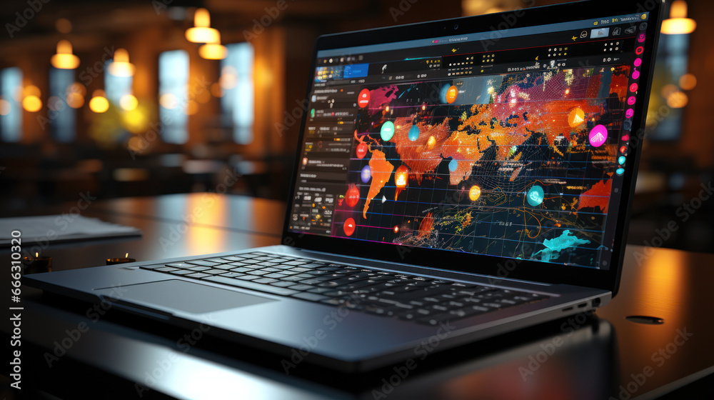 Digital Insights: Laptop with Analytical Data. Generative AI Digital Insights: Laptop with Analytical Data. Generative AI