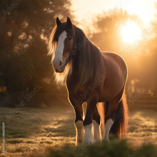 Magestic clydesdale horse photo