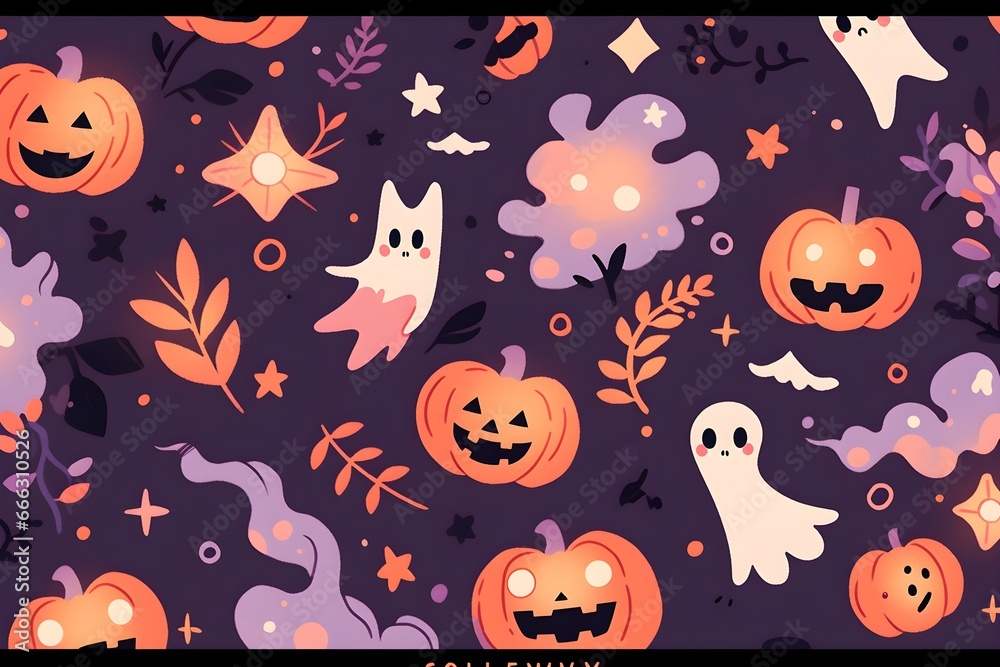 A super cute abstract halloween wallpaper - AI Generated
