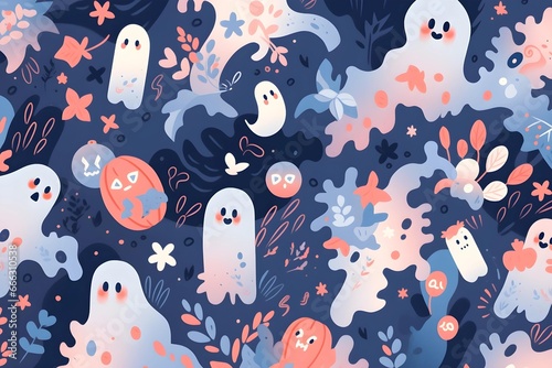 A super cute abstract halloween wallpaper - AI Generated