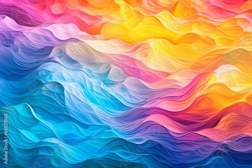 Colorful water wave with abstract patterns. Ideal as wallpaper background. Generative AI © Yara