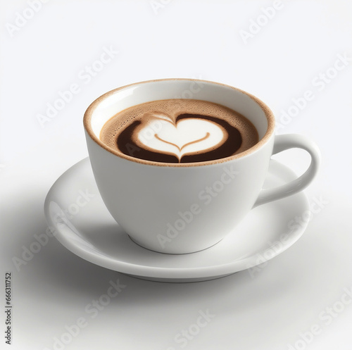 Single Cup of Coffee Isolated White Background