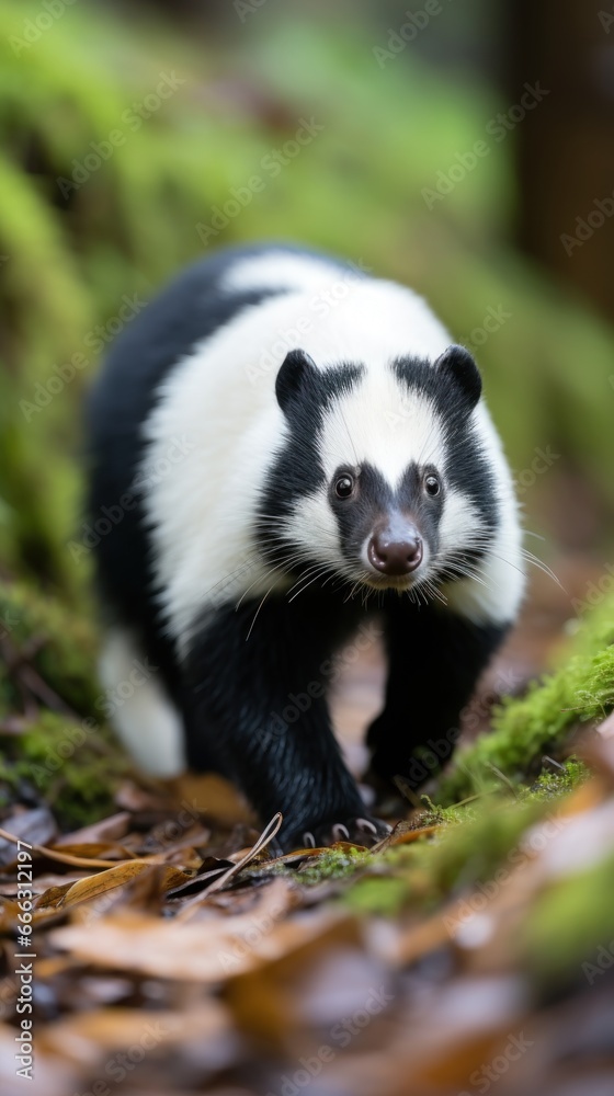 In the dense forest a skunk In the dense forest a skunk