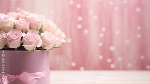 Pink pastel colored artificial rose flowers bouquet