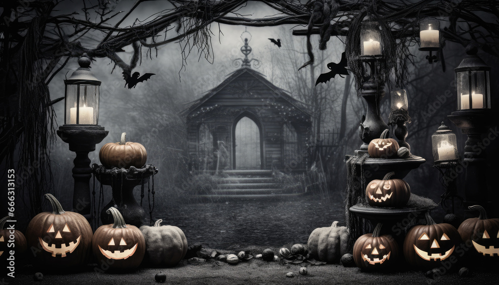 Black and white mysterious spooky atmosphere background