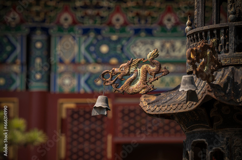 Closeup of incense burner in temple. Beijing, China © WeeKwong