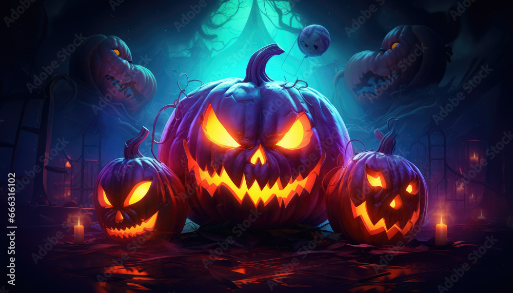 Fototapeta premium Neon halloween wallpaper