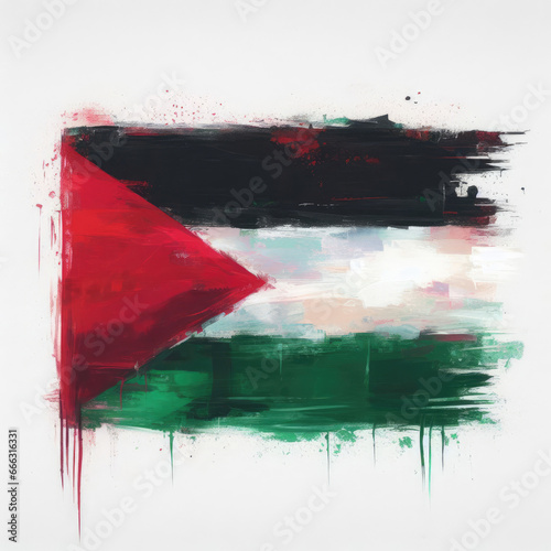 Palestinian flag from flowing paint isolated on white background photo