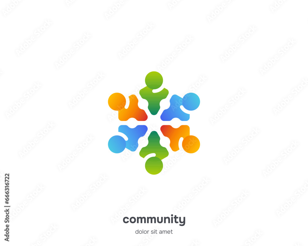Abstract colorful people community logo
