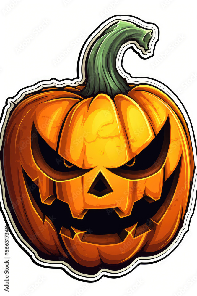 Pumpkin face sticker isolated on a white background Pumpkin face sticker isolated on a white background