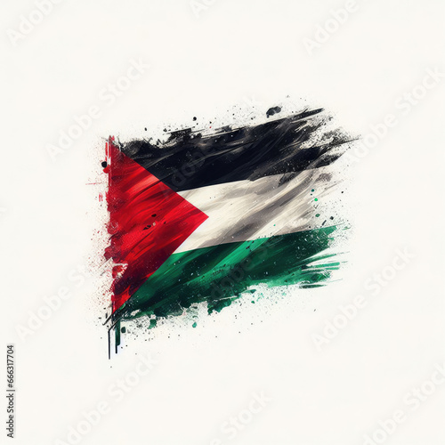 Palestinian flag painting isolated on white background