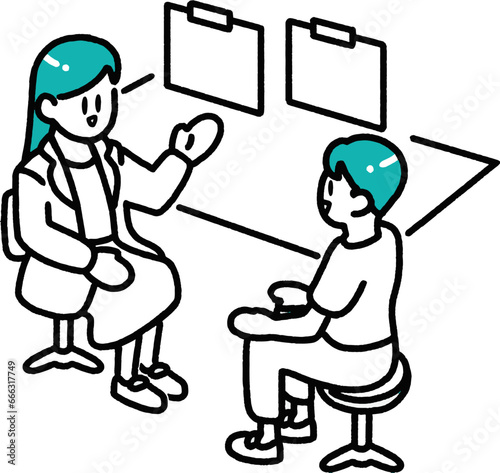 患者に説明をする医者のイラスト素材