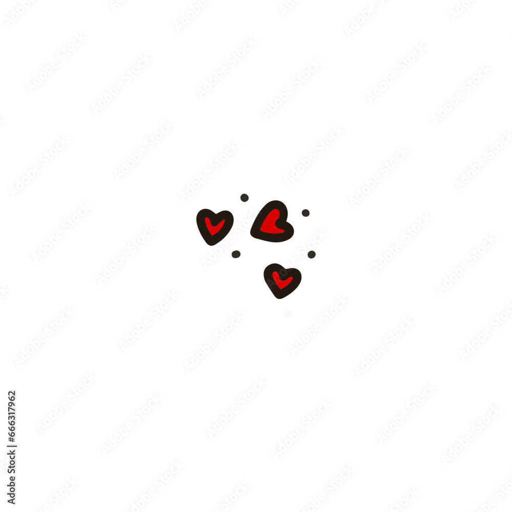 three red hearts illustration in doodles style three red hearts illustration in doodles style
