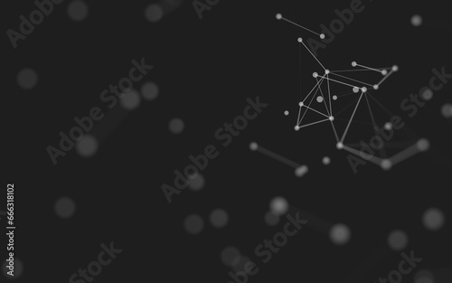 Abstract background. Molecules technology with polygonal shapes, connecting dots and lines. Connection structure. Big data visualization.