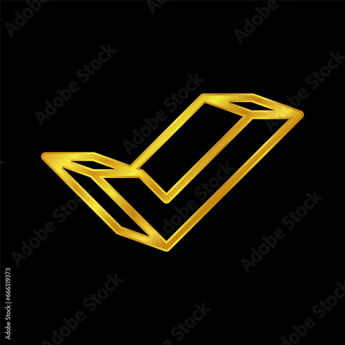 gold colored checkmark vector logo template. Simple mark graphic design