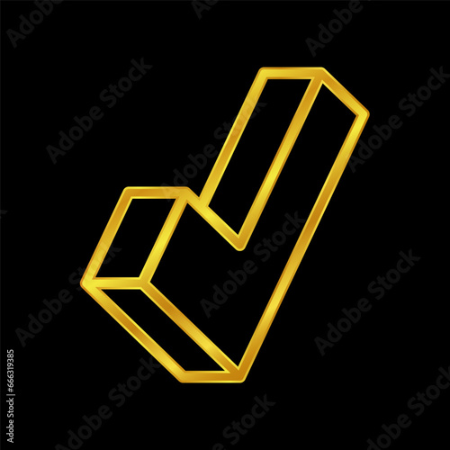 gold colored checkmark vector logo template. Simple mark graphic design