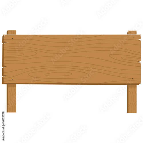 Wood Plank Sign Board Stand Fence Cartoon Illustration Template Vector