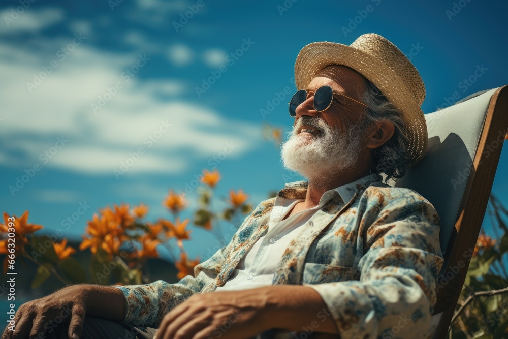 Senior man enjoying a peaceful retirement life