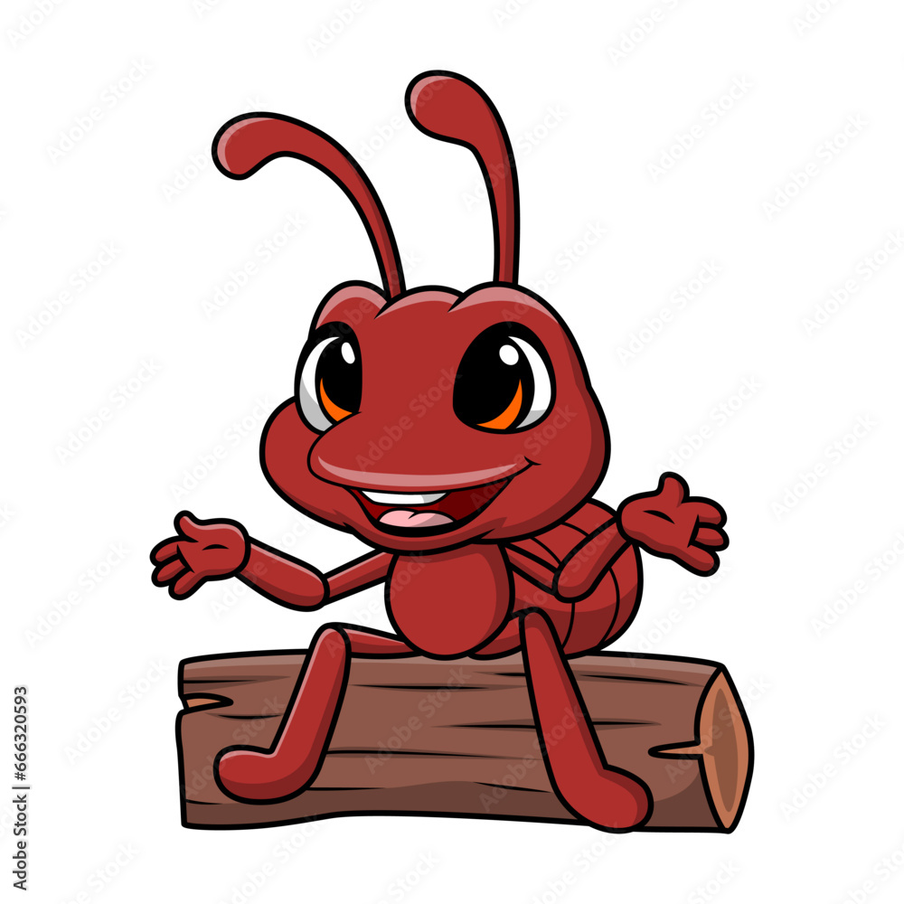 Obraz premium Cute ant cartoon on white background