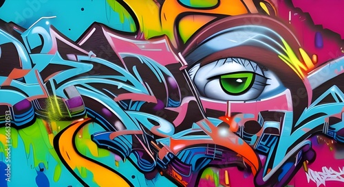 Vibrant Abstract Graffiti Art with Bold Shapes and Bright Colors | 004