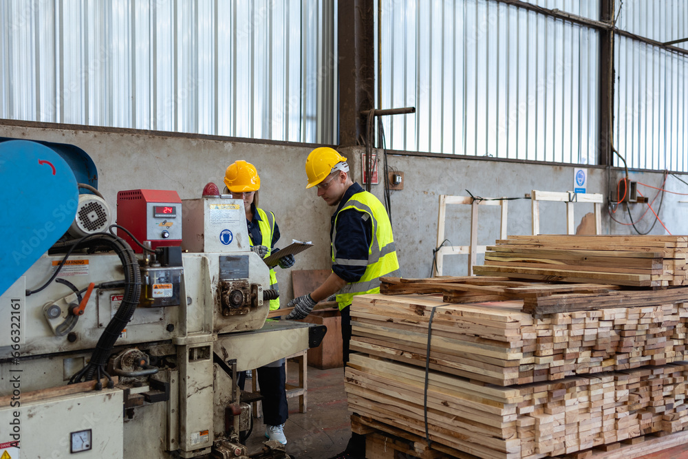 Safety First, Teamwork in Timber Processing at Warehouse Safety First, Teamwork in Timber Processing at Warehouse