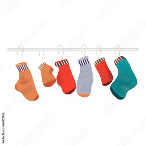 christmas socks hanging on a clothesline