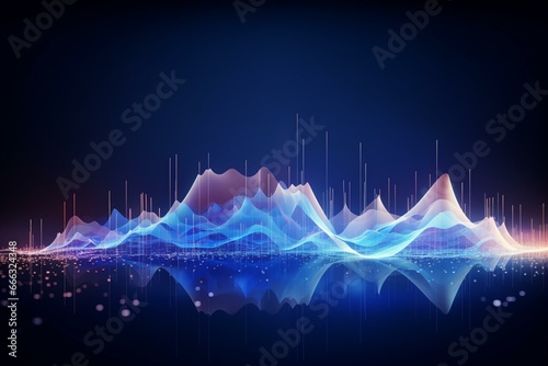 Abstract wave with futuristic technology background, showcasing big data visualization and analytical presentation. Generative AI