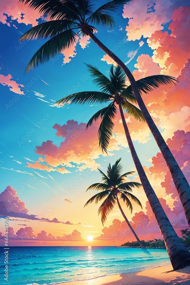 Sunset Serenity: Beach Phone Background Generative AI