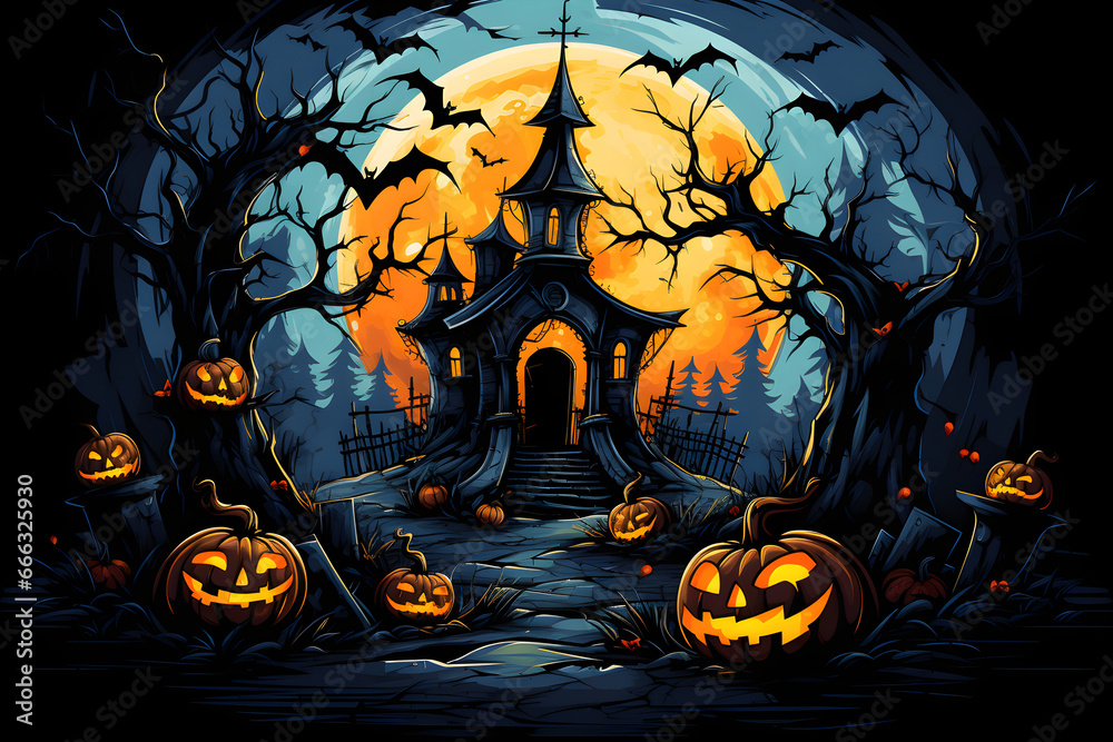Fototapeta premium Spooky Halloween Clip Art Collection
