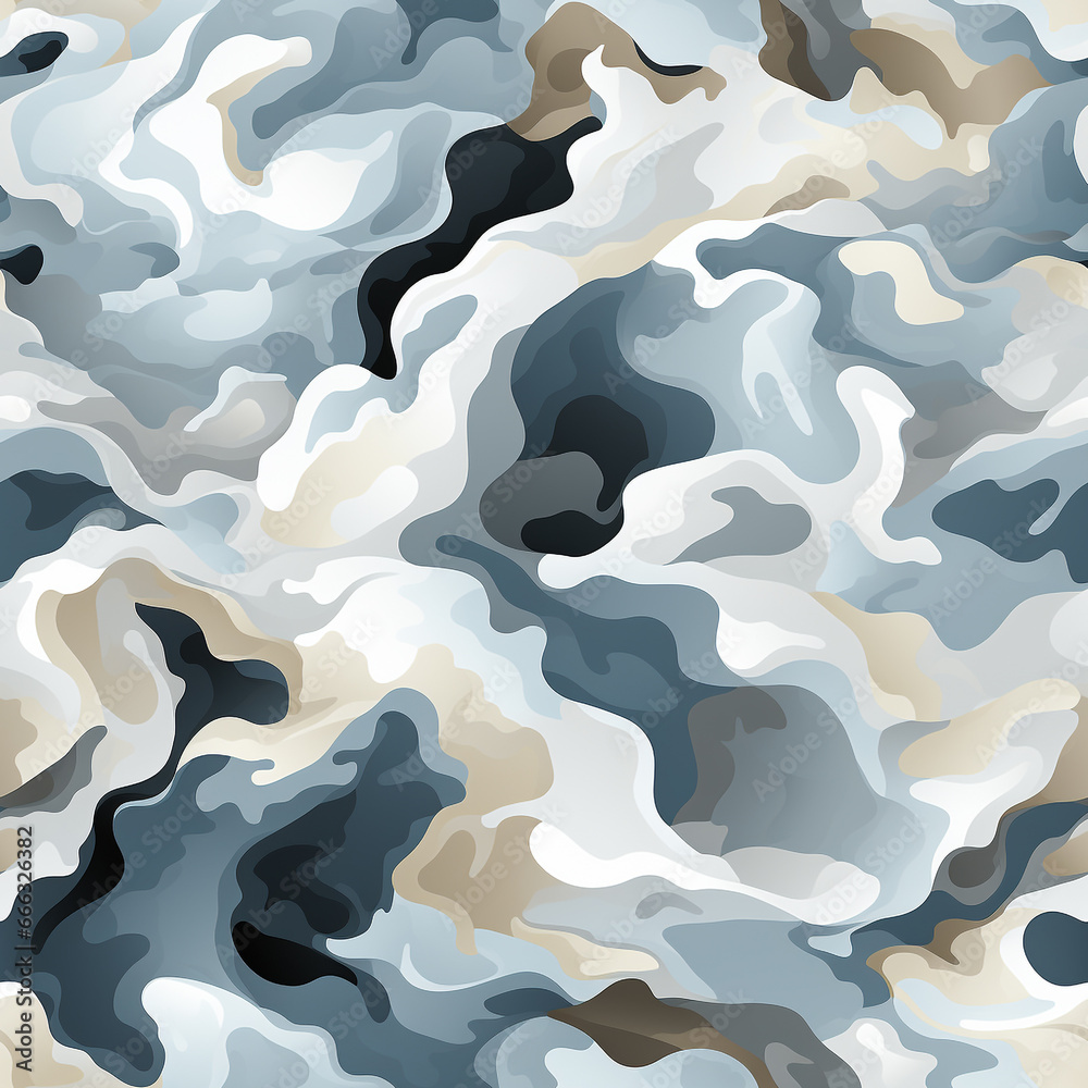 Seamless pattern  Arctic Camouflage: Designed for snow and ice-covered environments, featuring white and light gray