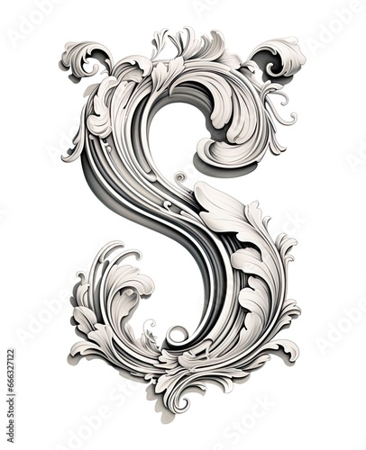 Stylish letter S on a white background.