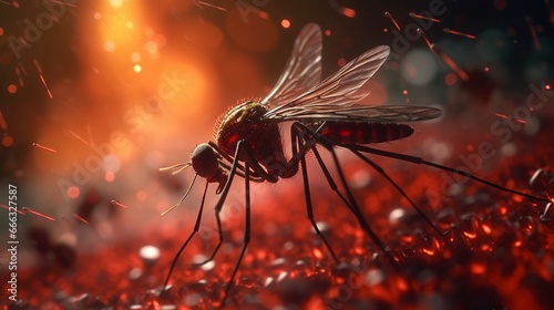 Many mosquitoes come to suck blood on their arms generative ai