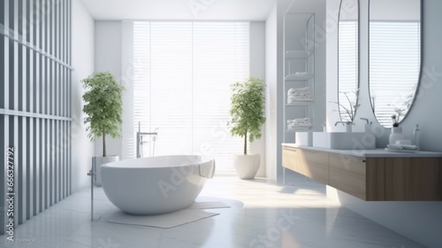 Modern bathroom interior light key background generative ai © Abonti