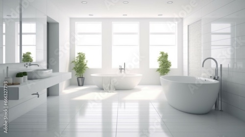 Modern bathroom interior light key background generative ai © Abonti