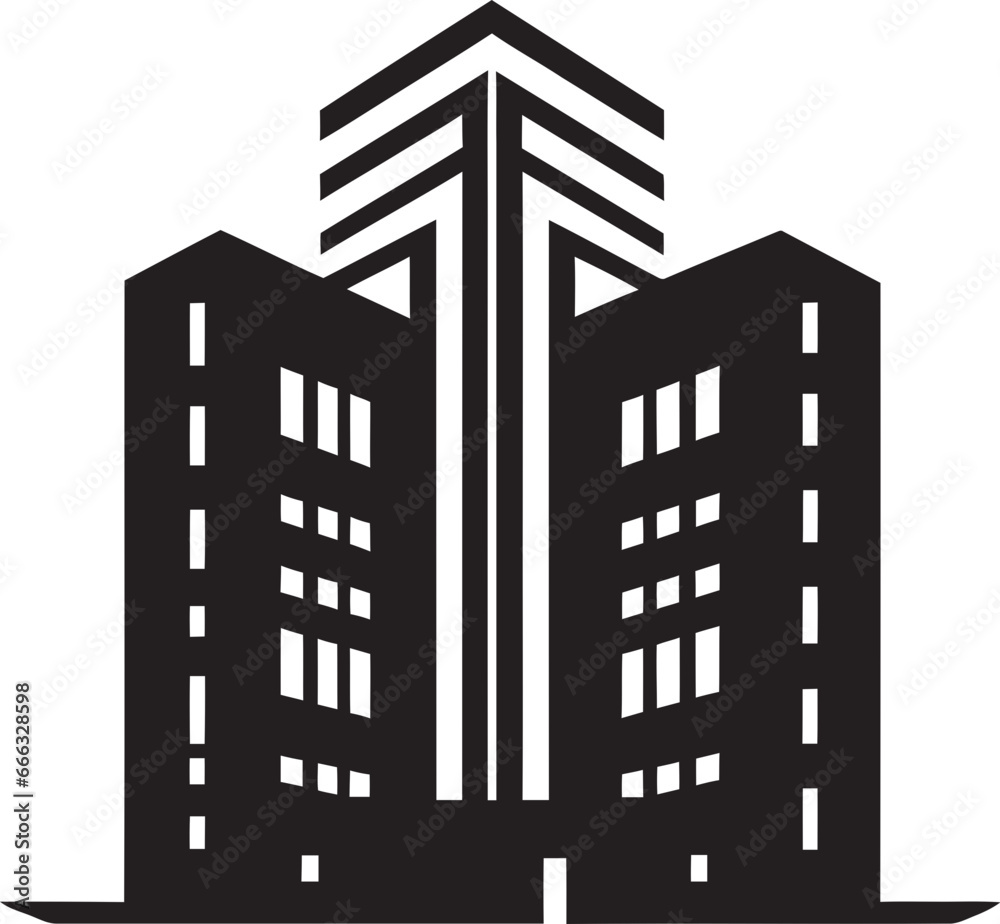 Elegance in Urban Shadows Black Vector Metropolis at Midnight Building Vector Design