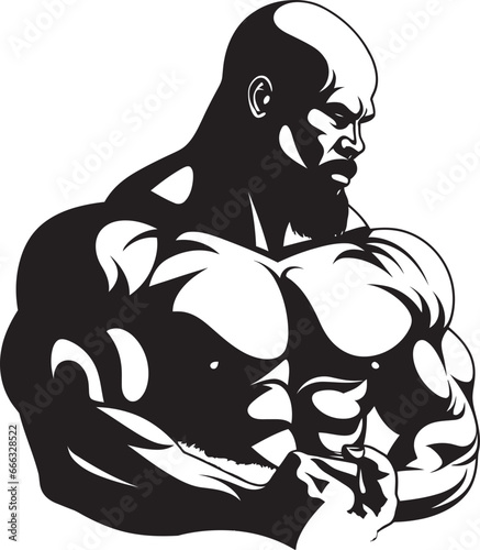 Rippled Shadows Fitness Vector Mastery Muscle Noir Monochrome Vector Fitness Excellence
