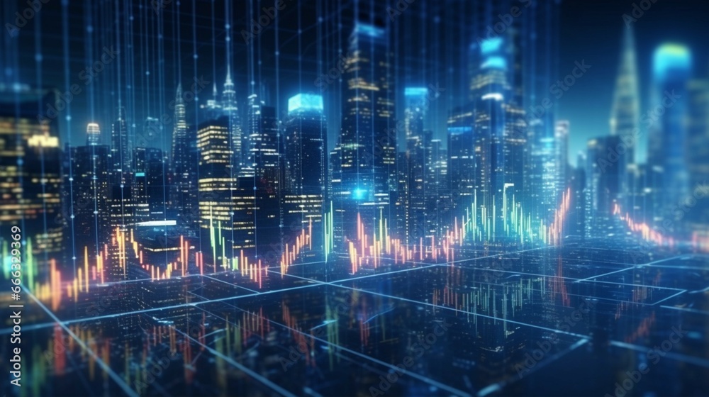 Perspective view of stock market growth business generative ai