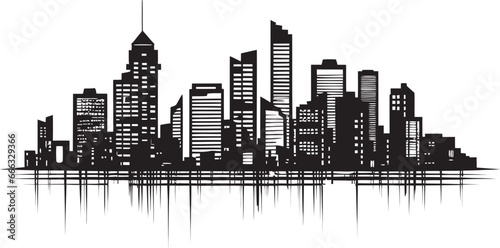 Cityscape Whispers Black and White Vector Artistry Noir Elegance Monochrome Urban Craftsmanship