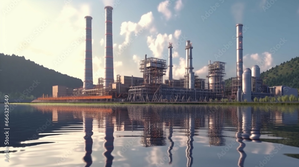 Power station clean modern factory Petroleum petroche generative ai