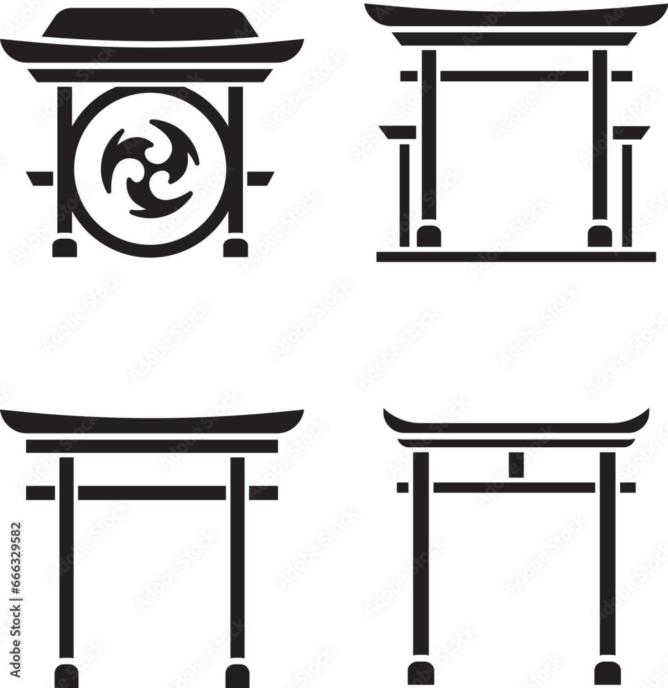 vector illustration Japanese torii gate collection set vector illustration Japanese torii gate collection set