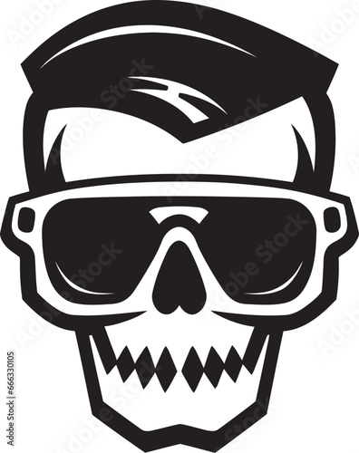 Skullhead Serenade Funky Black Vector Groove Urban Elegance Monochromatic Skullhead Swagger