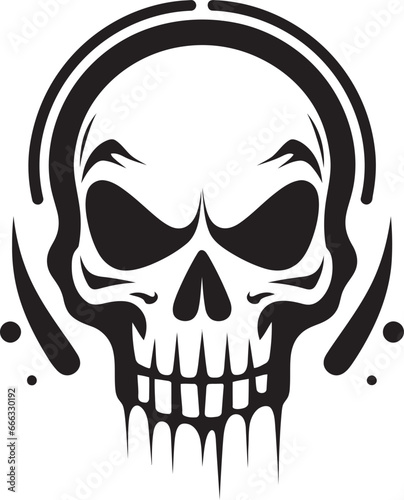 Elegant Rebellion Cool Skullhead Vector Charm Skullhead Swagger Funky Black Monochrome Art